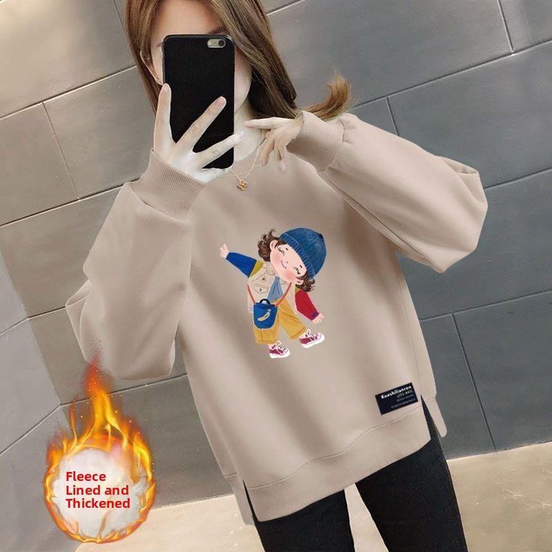 Oversized Crewneck Fleece - 두꺼운 플리스 오버사이즈 루즈핏 여성용 스웨트셔츠