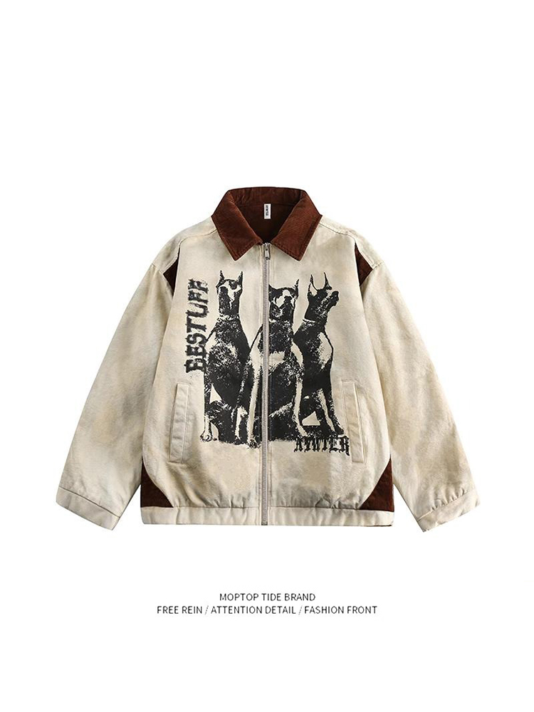 Street Fashion Culture - 아메리칸 스타일 빈티지 더티 숏 재킷