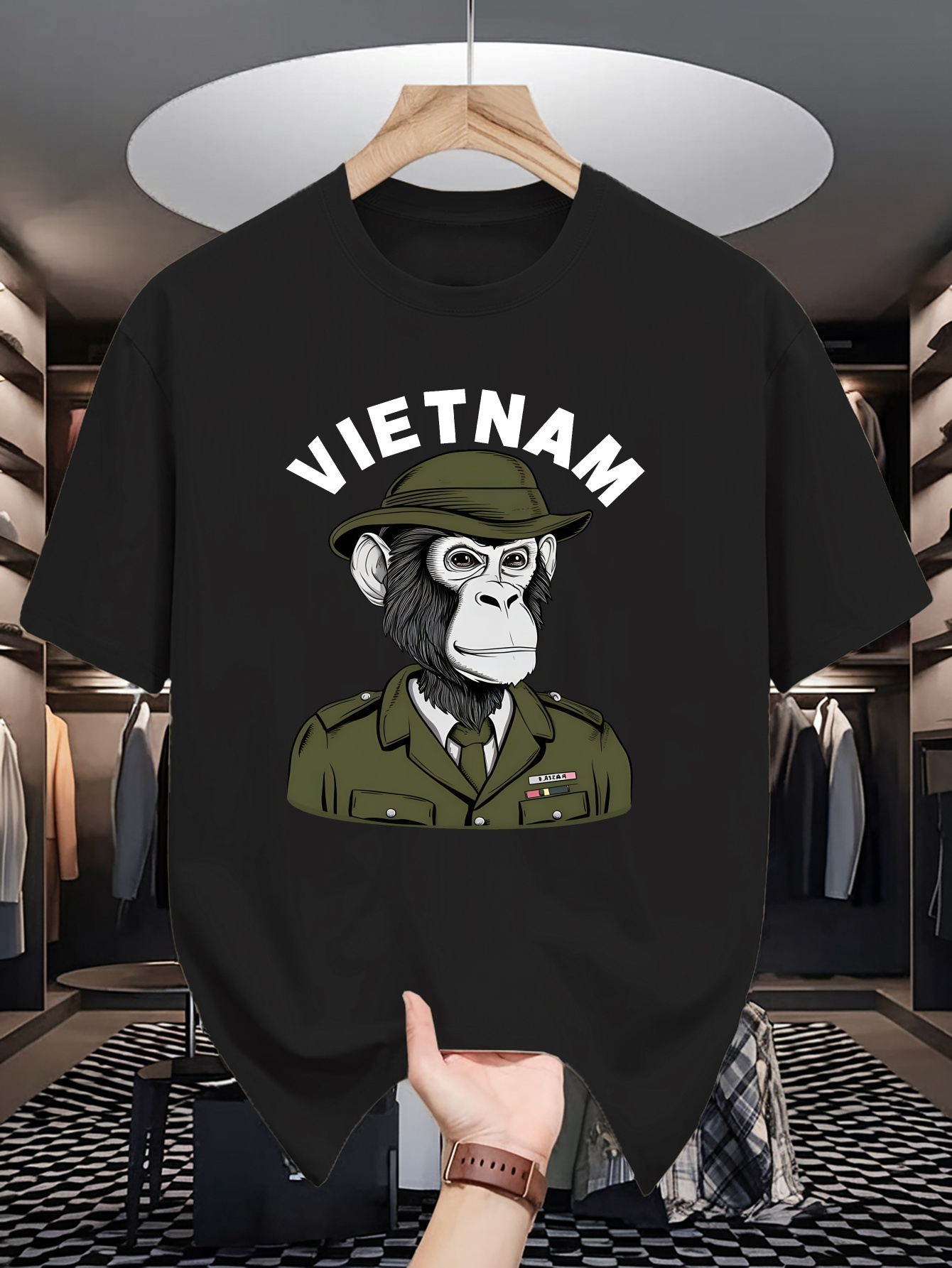 Street Fashion Vietnam - 남성 코튼 티셔츠 베트남 군사 침팬지