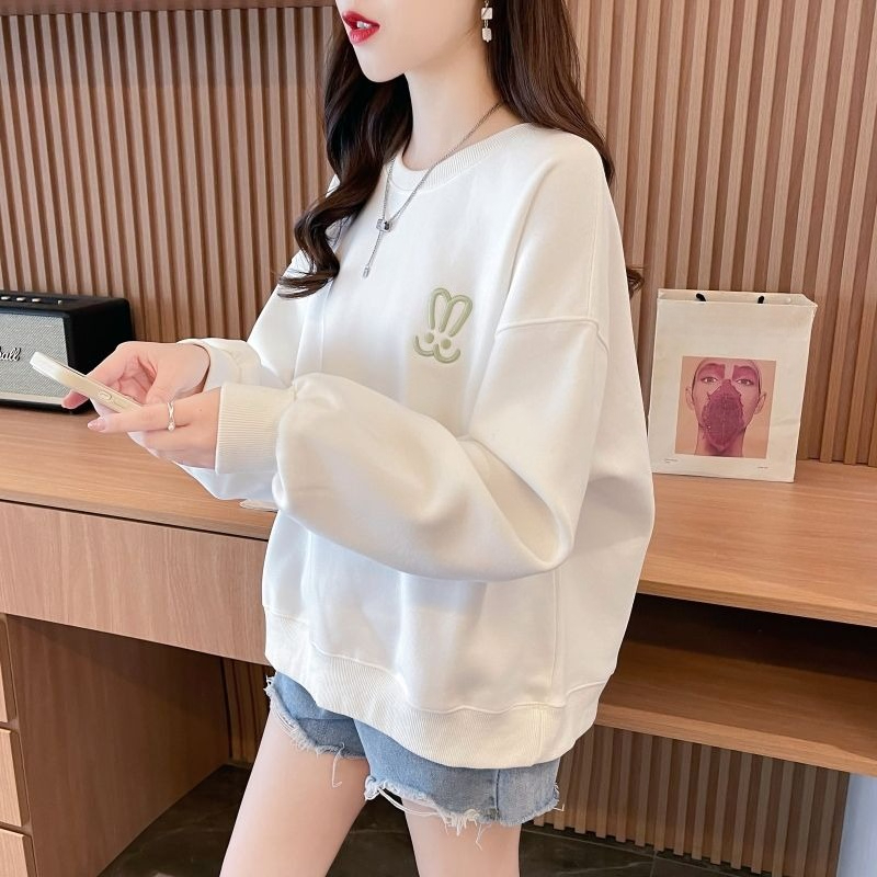 Oversized Crewneck Fleece - 여성용 경량 오버사이즈 크루넥 스웨트셔츠 봄