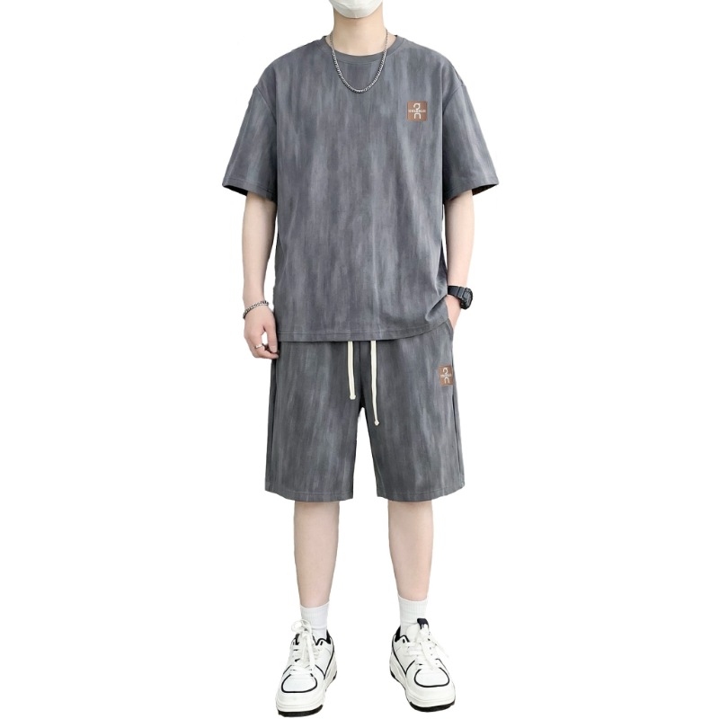 Street Fashion Casual - 【티셔츠 + 5포인트 반바지】남성용 티셔츠 세트