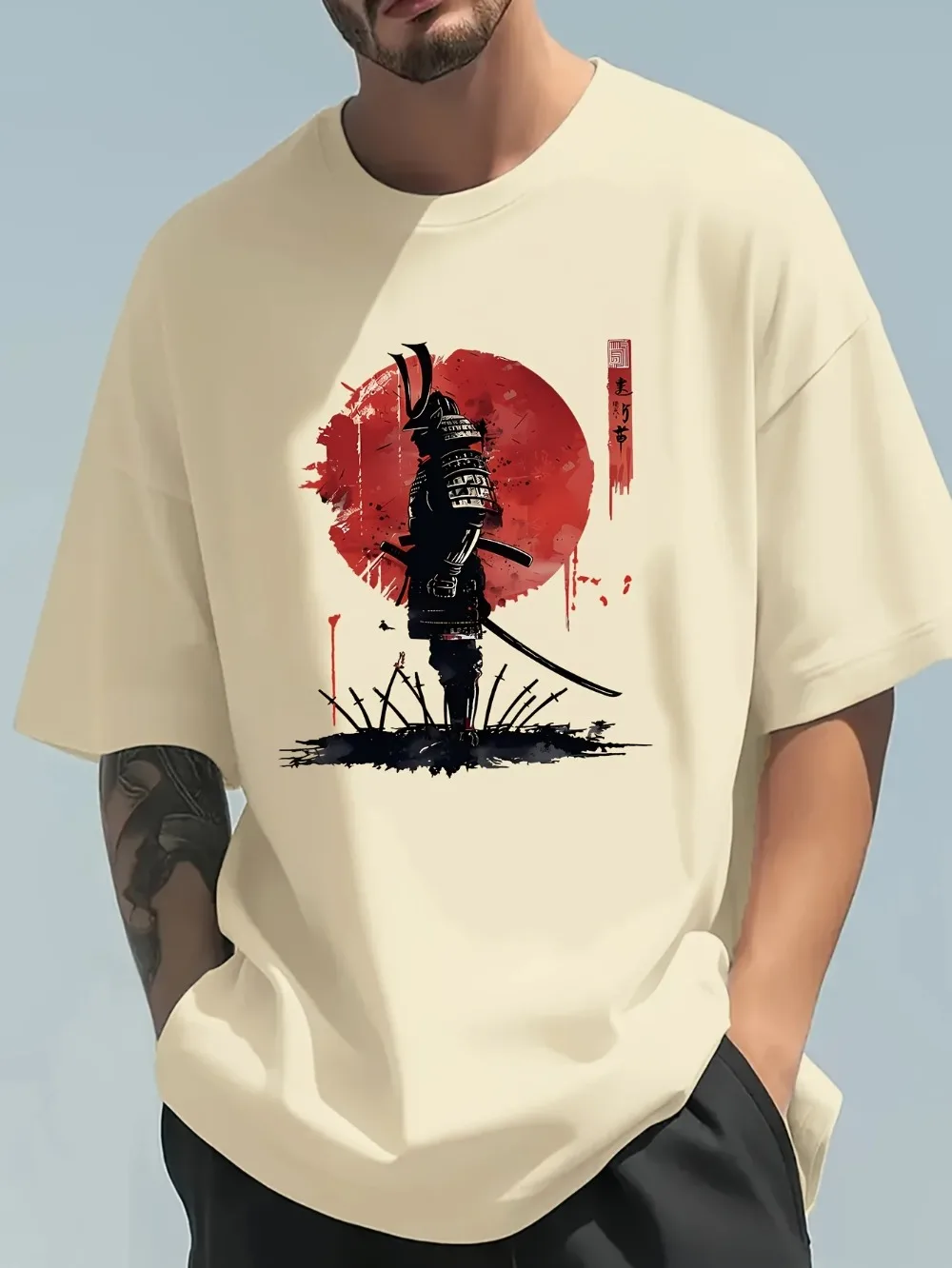 Street Fashion In Japanese - Fashiona 캐주얼 루즈 일본 사무라이 패턴