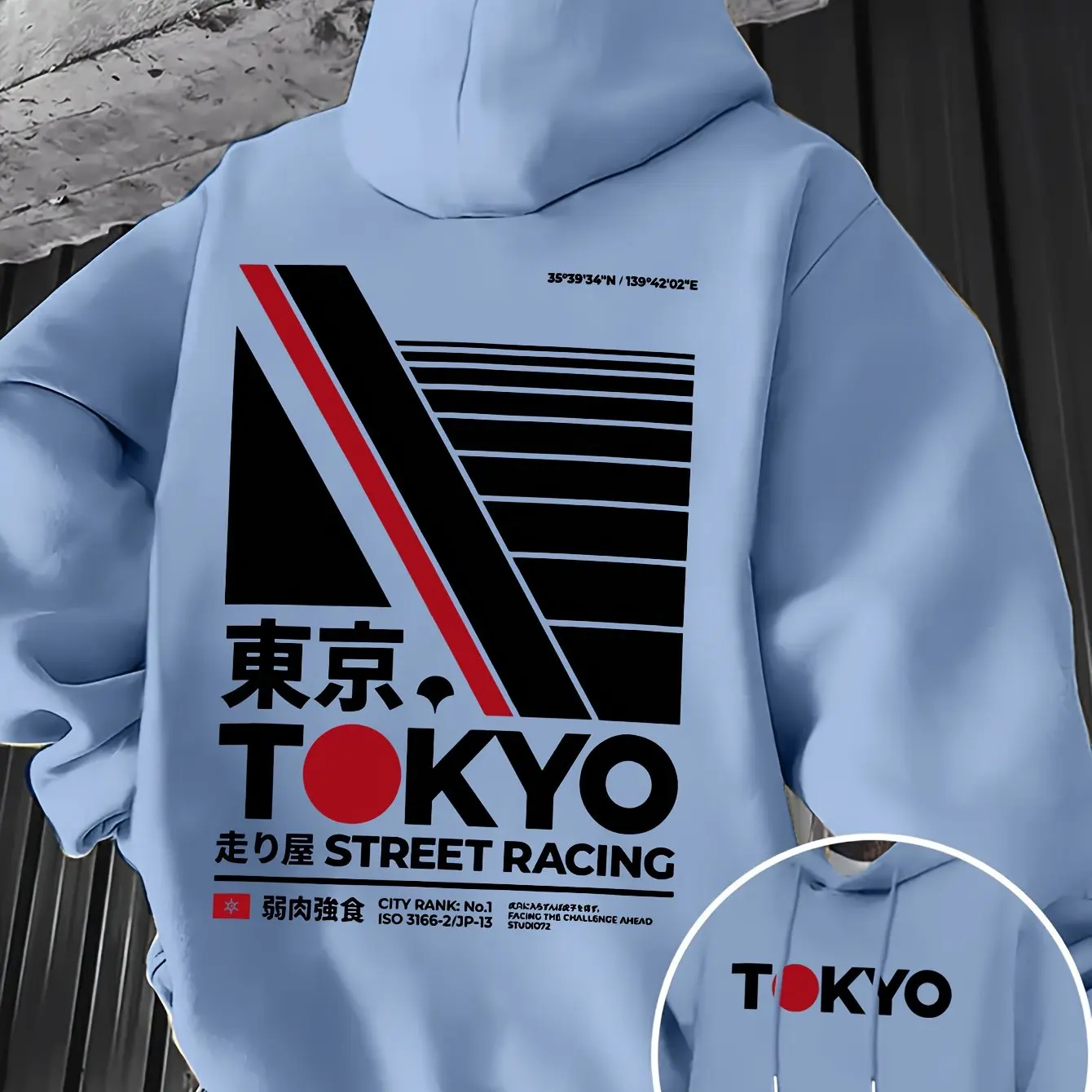 Street Fashion In Tokyo - 레트로 JDM 도쿄 레이싱 양면 프린트