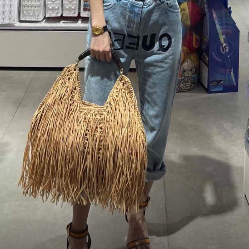 보헤미안 프린지 밀짚 토트백, 우아한 짧은 손잡이가 있 - French Street Fashion 리뷰 및 가격