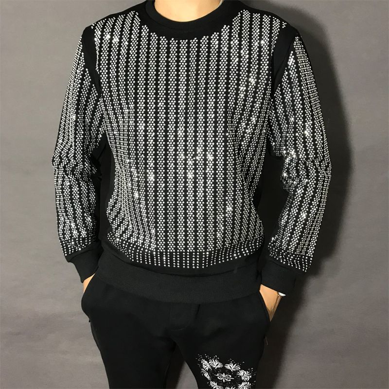 남성용 럭셔리 라인스톤 크루넥 스웨트셔츠 오버사이즈 두 - Oversized Crewneck Fleece 리뷰 및 가격