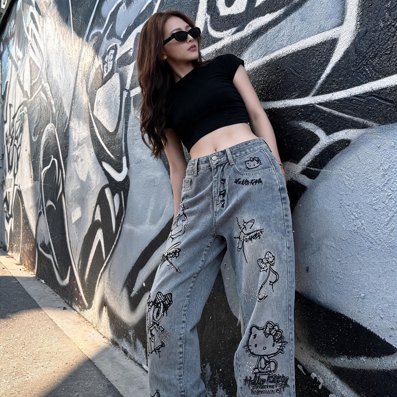 귀여운 케이오키티 라인스톤 그래피티 스트릿 Y2K 패션 - Street Fashion Graffiti 리뷰 및 가격