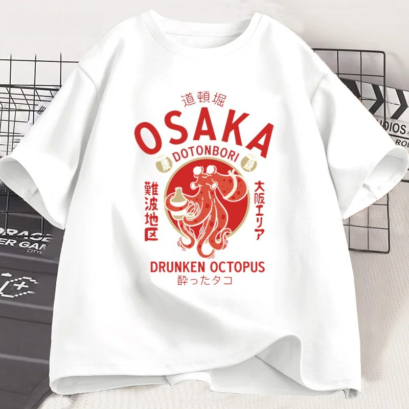 오사카 도톤보리 술취한 문어 그래픽 티셔츠 일본식 길거 - Street Fashion Osaka 리뷰 및 가격