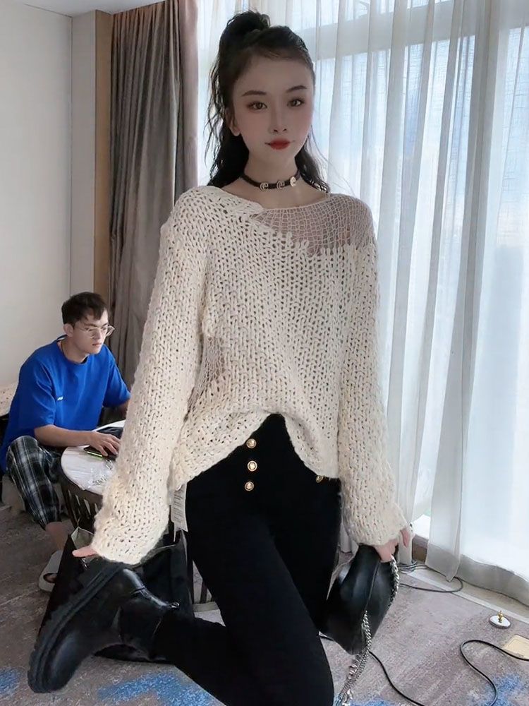스웨터 점퍼 풀오버 여성용 풀오버 크롭 스웨터 브라운  - Street Fashion Culture 리뷰 및 가격