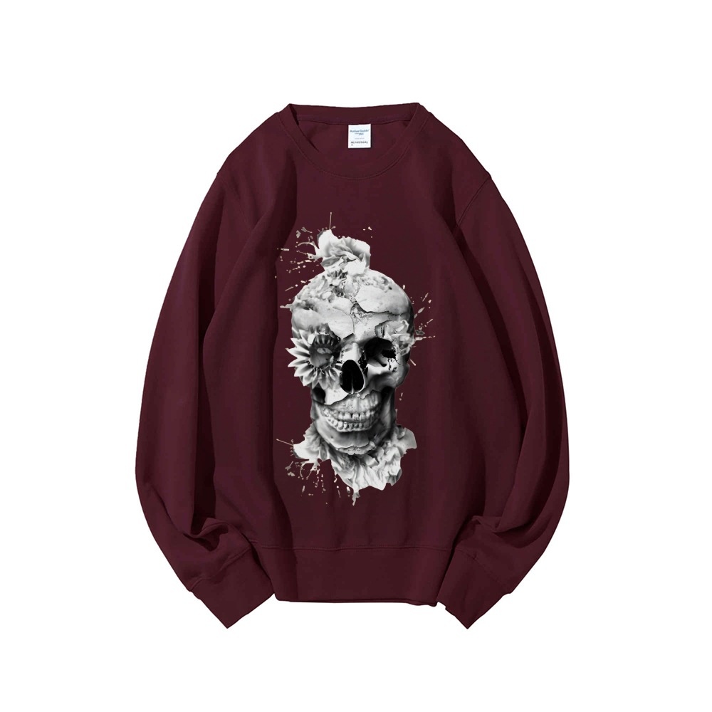 해골 프린트 오버사이즈 스웨트셔츠 루즈 캐주얼 가을 크 - Oversized Crewneck Fleece 리뷰 및 가격