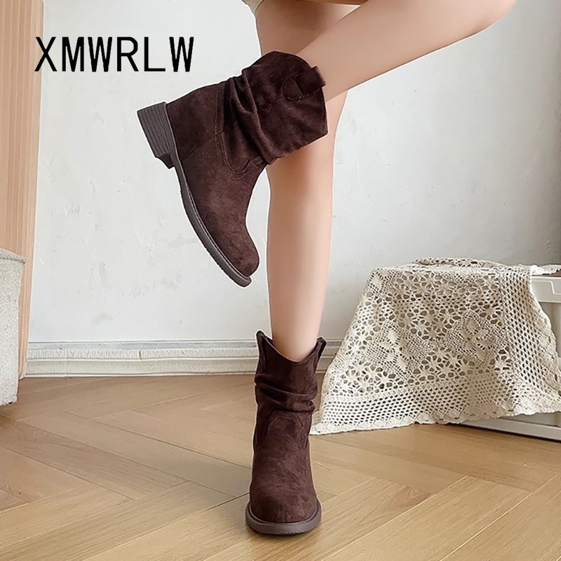 XMWRLW 2025 가을 여성 앵클 부츠 패션 히든  - Street Fashion Rome 2025 리뷰 및 가격