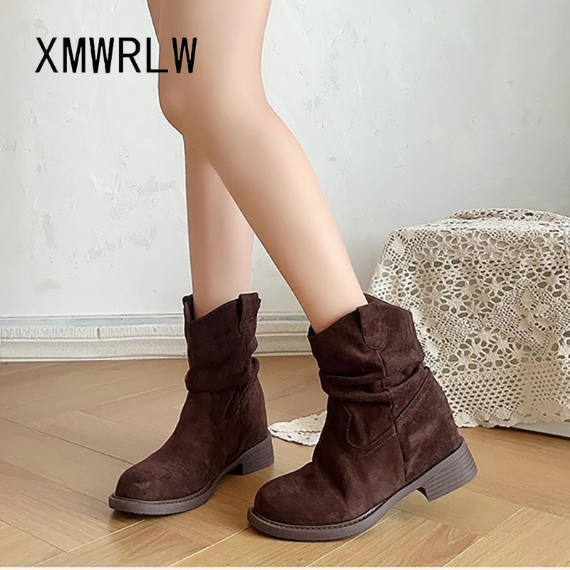 XMWRLW 2025 가을 여성 앵클 부츠 패션 히든  - Street Fashion Rome 2025 리뷰 및 가격
