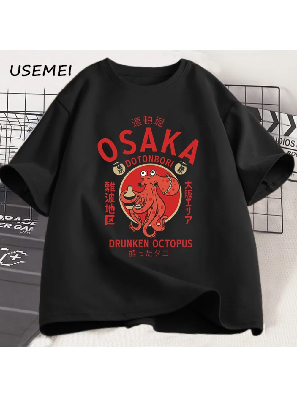 남성용 여름 오사카 타카다노바바 드렁큰 문어 패턴 티셔 - Street Fashion Osaka 리뷰 및 가격