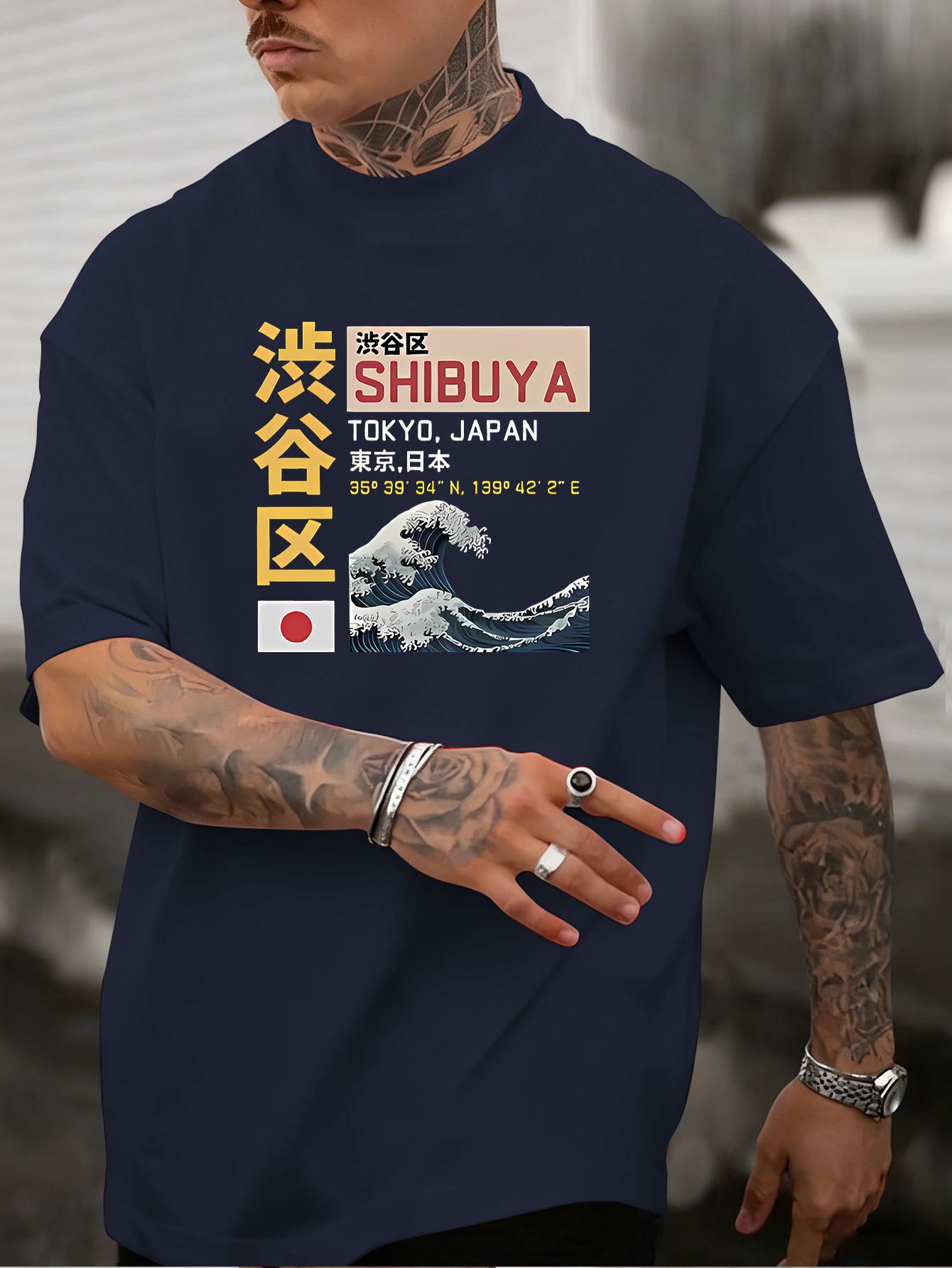 일본산 뉴 남성용 도쿄 시부야 프린트 티셔츠 100%  - Street Fashion In Tokyo 리뷰 및 가격