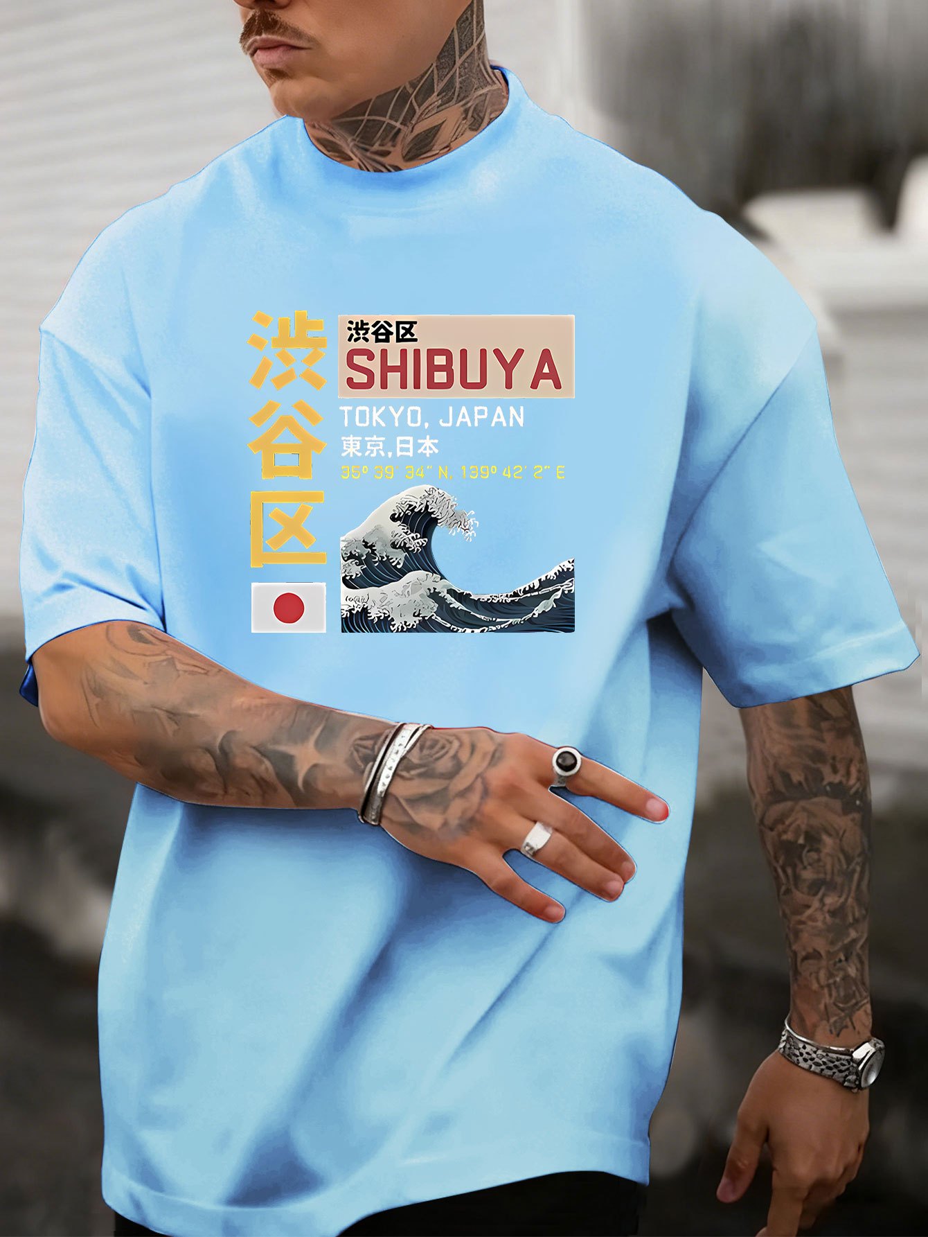 일본산 뉴 남성용 도쿄 시부야 프린트 티셔츠 100%  - Street Fashion In Tokyo 리뷰 및 가격