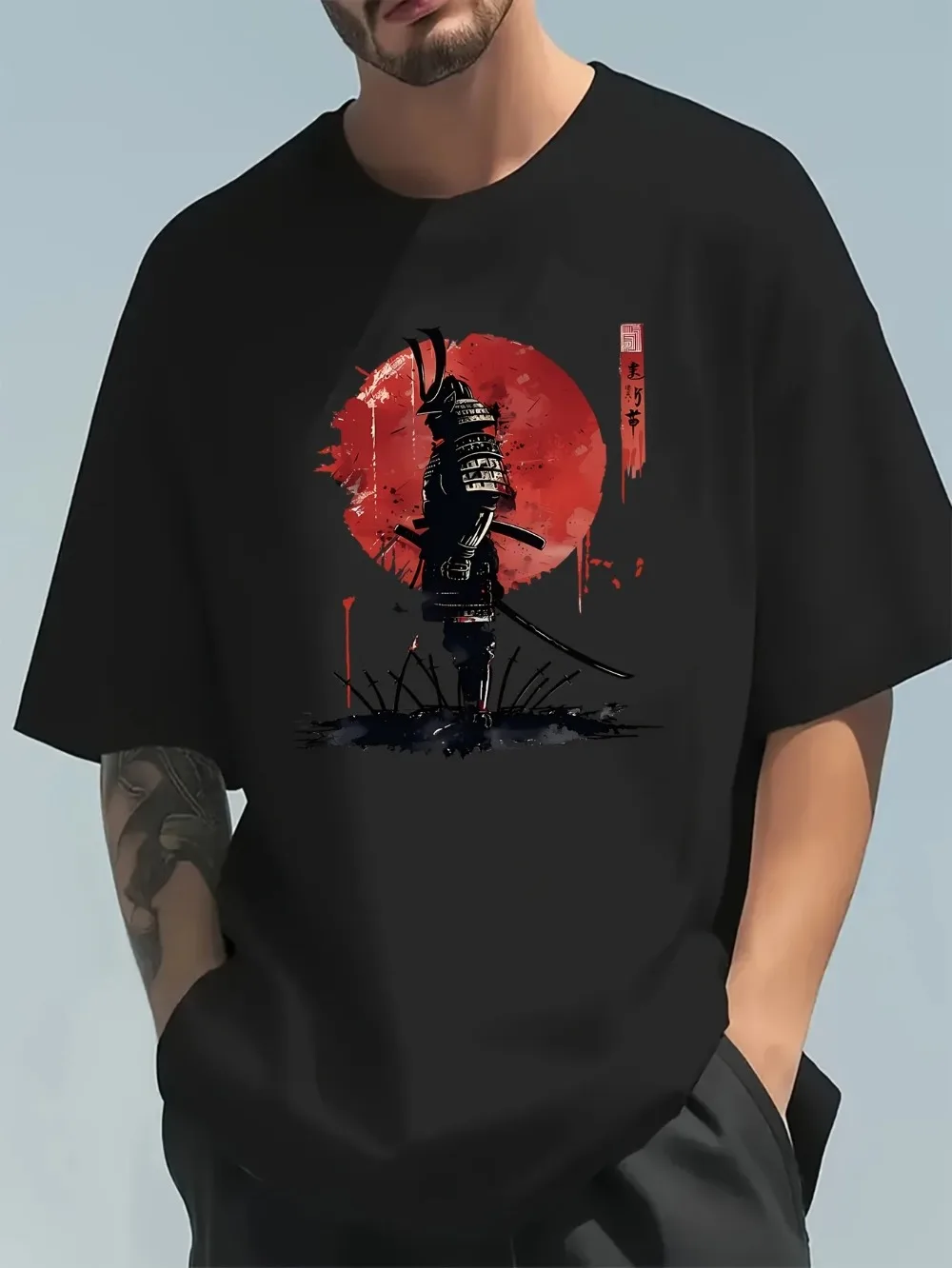 Fashiona 캐주얼 루즈 일본 사무라이 패턴 3D  - Street Fashion In Japanese 리뷰 및 가격
