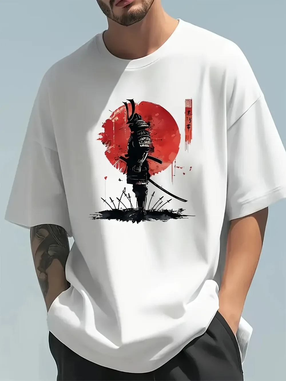Fashiona 캐주얼 루즈 일본 사무라이 패턴 3D  - Street Fashion In Japanese 리뷰 및 가격