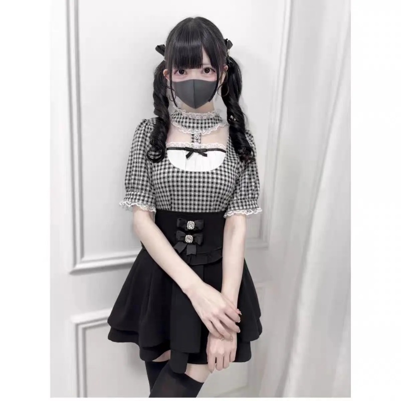 고딕 스위트 러플 레이스 플래드 블라우스 여성 빈티지  - Street Fashion In Japanese 리뷰 및 가격